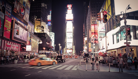 Street Scene Of Times Square At Night - New York Cityのeditorial素材