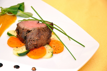 food plate with beef and vegetableの写真素材