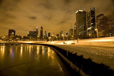 Chicago Downtown City  Night Photographyの写真素材