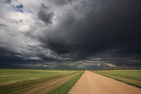 Storm clouds over Saskatchewanの写真素材