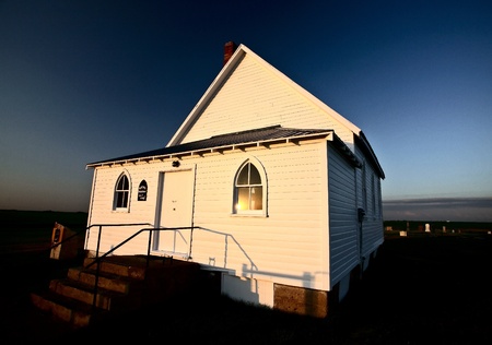 Blue Hill country church in scenic Saskatchewanの写真素材