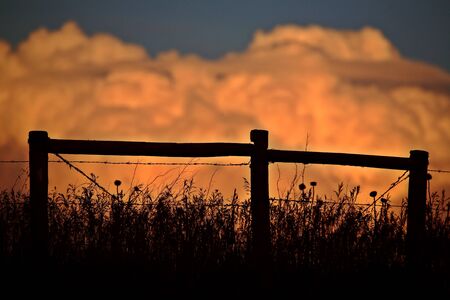 Storrm clouds building in scenic Saskatchewanの写真素材