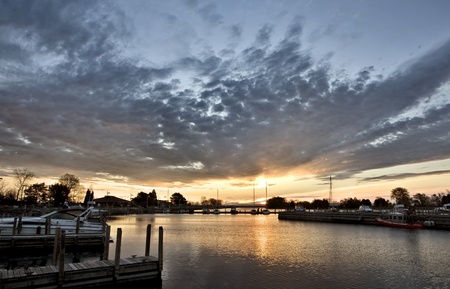 Sunrise Escanaba Michigan Marina Lake Michigan Dawnの写真素材