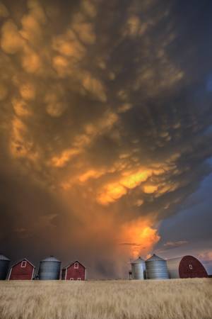 Sunset Storm Clouds Canada lightning granary Saskatchewan