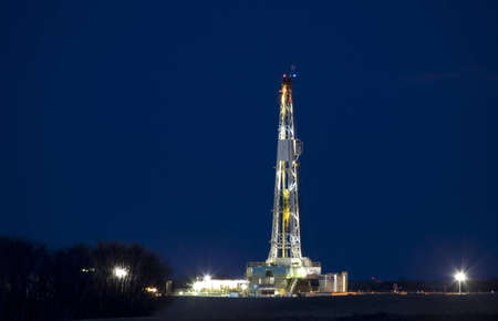 Night Shot Drilling Rig Potash Mine Saskatchewan Canada