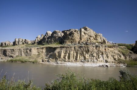 Milk River Alberta Badlands Alberta Southern Canadaの写真素材