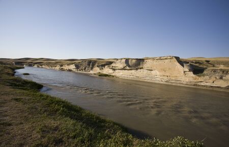Milk River Alberta Badlands Alberta Southern Canadaの写真素材