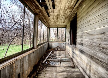 Interior abandoned house prairie Saskatchewan Canadaの写真素材