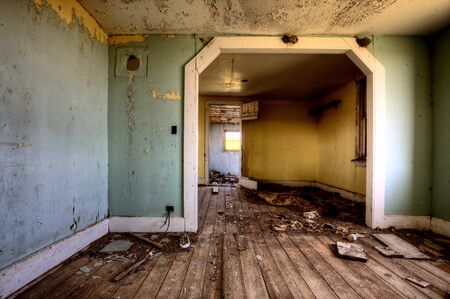 Interior abandoned house prairie Saskatchewan Canadaの写真素材