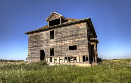 Old Abandoned Building in Saskatchewan Canada ruralの写真素材