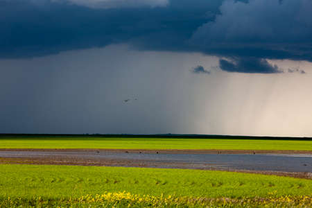 Prairie Storm Clouds ominous weather Saskatchewan Canadaの写真素材