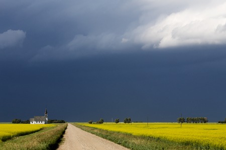 Prairie Storm Clouds ominous weather Saskatchewan Canadaの写真素材
