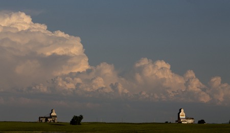 Prairie Storm Clouds ominous weather Saskatchewan Canadaの写真素材