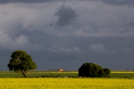 Prairie Storm Clouds ominous weather Saskatchewan Canadaの写真素材