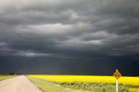 Prairie Storm Clouds ominous weather Saskatchewan Canadaの写真素材