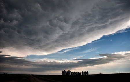 Prairie Storm Clouds ominous weather Saskatchewan Canadaの写真素材