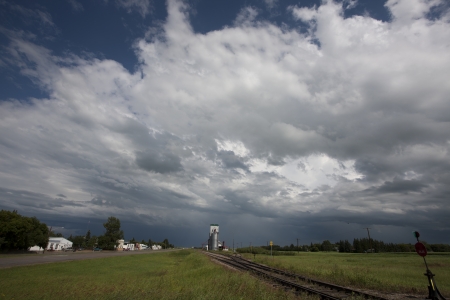 Prairie Storm Clouds ominous weather Saskatchewan Canadaの写真素材