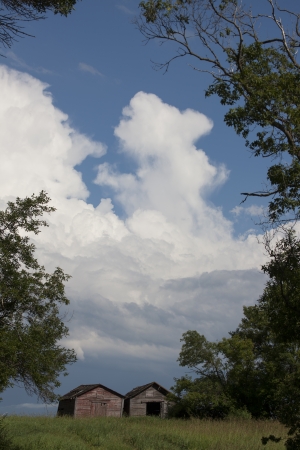 Prairie Storm Clouds ominous weather Saskatchewan Canadaの写真素材