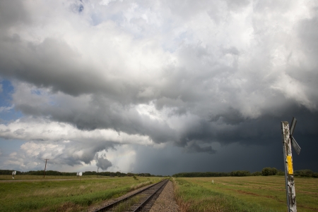 Prairie Storm Clouds ominous weather Saskatchewan Canadaの写真素材