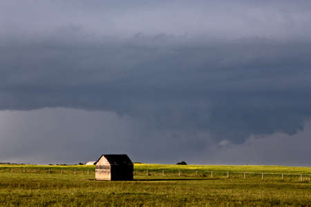 Prairie Storm Clouds ominous weather Saskatchewan Canadaの写真素材