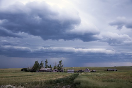 Prairie Storm Clouds ominous weather Saskatchewan Canadaの写真素材