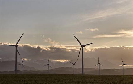 Wind Farm Canada Pincher Creek Rocky Mountainsの写真素材