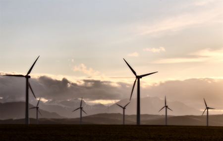 Wind Farm Canada Pincher Creek Rocky Mountainsの写真素材