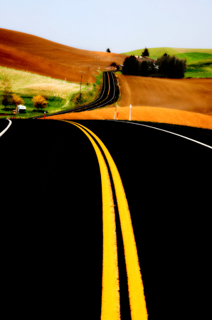 Palouse scenic Washington new pavedt road yellow lines