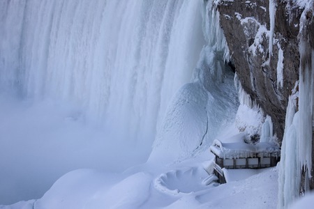 Winter Niagara Falls frozen snow and ice