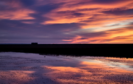 Sunset Rural Saskatchewan near Moose Jaw farmlandの写真素材
