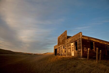 Ghost Town Galilee Saskatchewan cart wheel abandonedの写真素材
