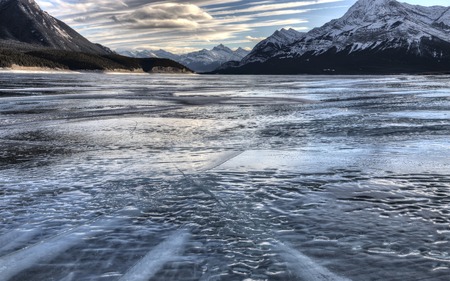 Abraham Lake Winter Ice formations bubbles designの写真素材