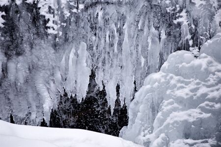 Ice and Water Tangle Falls Rocky Mountains Albertaの写真素材