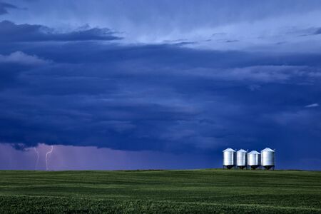 Storm Clouds Saskatchewan Prairie scene Canada Farmの写真素材