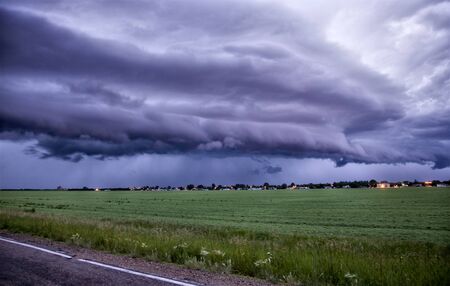Storm Clouds Saskatchewan shelf cloud ominous warningの写真素材