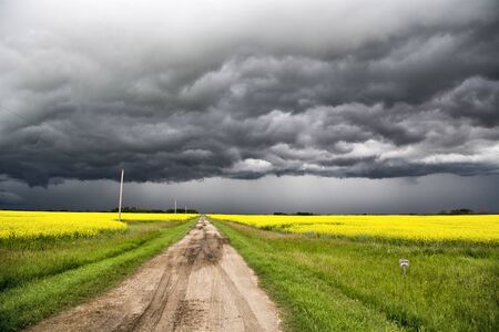 Storm Clouds Saskatchewan shelf cloud ominous warningの写真素材