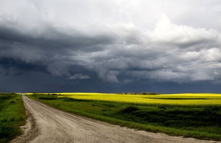 Storm Clouds Saskatchewan Prairie scene Canada Farmの写真素材