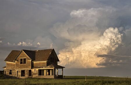 Storm Clouds Saskatchewan Prairie scene Canada Farmの写真素材