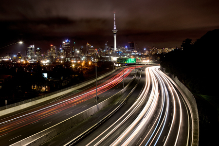 Auckland New Zealand City View Night Photographyの写真素材