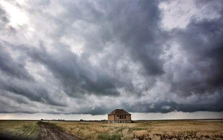 Storm Clouds Canada rural countryside Prairie Sceneの写真素材