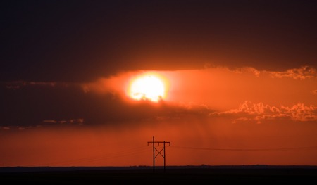 Storm Clouds Canada rural countryside Prairie Scene Sunsetの写真素材