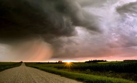 Storm Clouds Canada rural countryside Prairie Scene Sunset