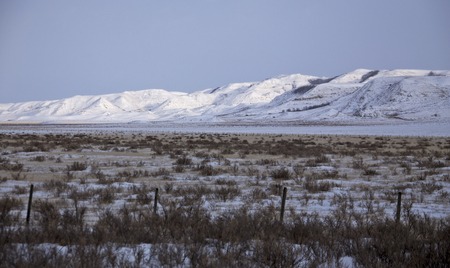 Winter Scene Saskatchewan Badlands Big Muddy Valleyの写真素材
