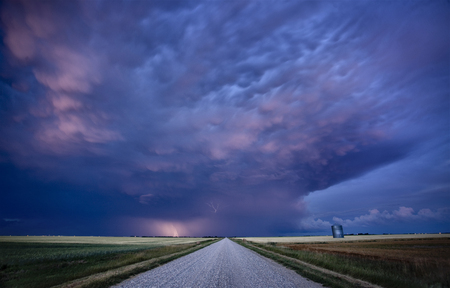 Storm Clouds Canada warning ominous skies Saskatchewanの写真素材