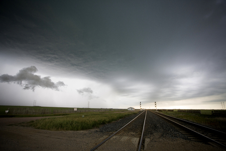 Prairie Storm Clouds in Saskatchewan Canada rural settingの写真素材
