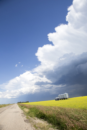 Prairie Storm Clouds in Saskatchewan Canada rural settingの写真素材
