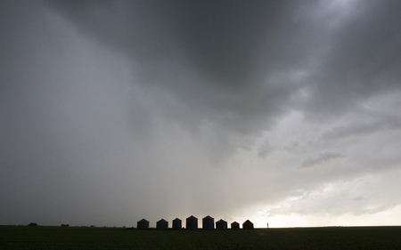 Prairie Storm Clouds in Saskatchewan Canada rural settingの写真素材