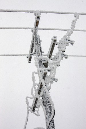 Winter Frost Saskatchewan Canada ice storm Power Linesの写真素材