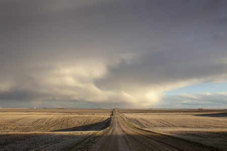 Prairie Storm Clouds rural Saskatchewan Canada Springの写真素材