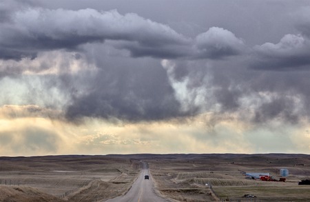 Prairie Storm Clouds rural Saskatchewan Canada Springの写真素材
